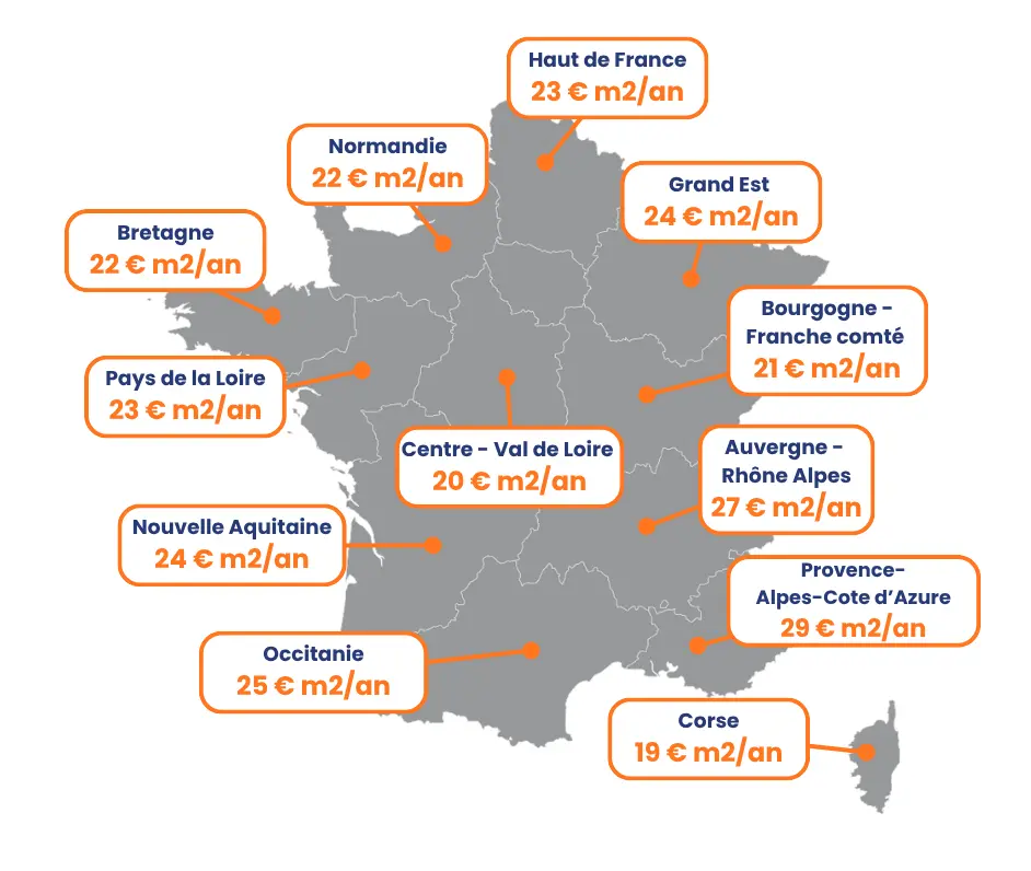 Carte des prix régionaux